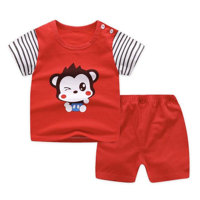 2-Piece Cotton Short Sleeve Shirt and Shorts Set for Girls by Mini Car