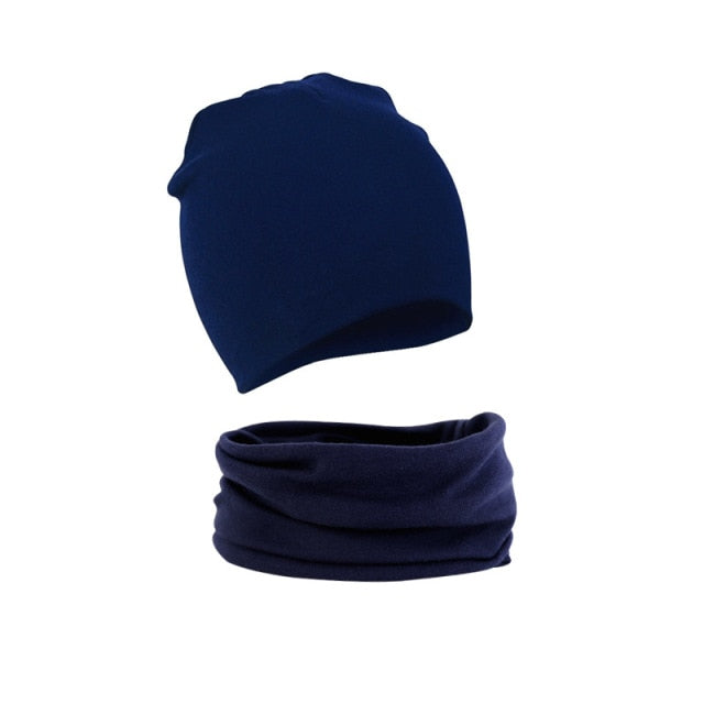 2-Piece Unisex Solid Color Beanie and Scarf Set by Beanie