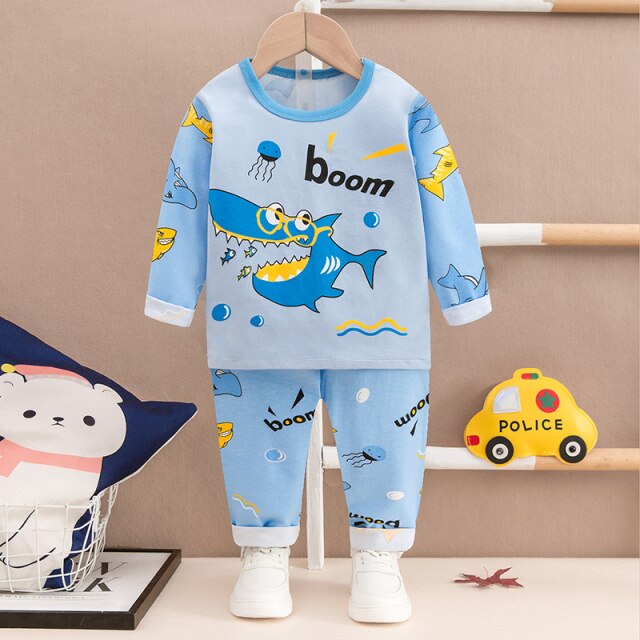 2-Piece Long Sleeve Cotton Pajamas for Boys by Iner Clothing