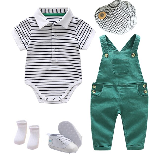 7-Piece Short Sleeve Onesie Overalls Set for Boys by Kabier