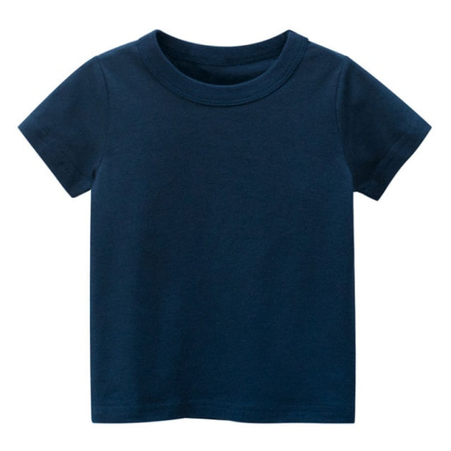 Short Sleeve Double Cotton Solid Color T-Shirts for Girls by Basic Wear