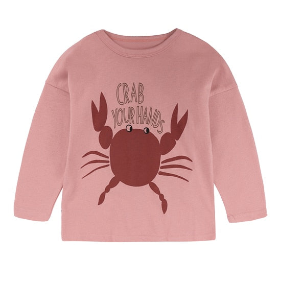 Long Sleeve Light Cotton Cartoon Print T-Shirts for Boys and Girls by Kids Tale