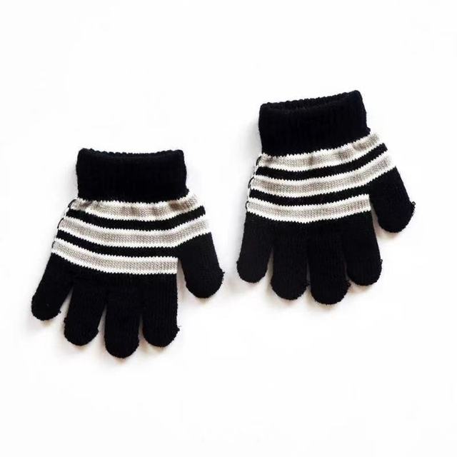 Cotton Double Knitted Striped Gloves for Girls by Pudco