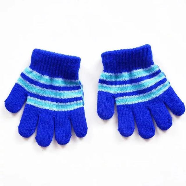 Cotton Double Knitted Striped Gloves for Girls by Pudco