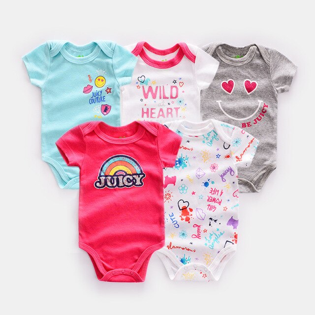 Short Sleeve Cotton Onesies for Girls (5-Pack) by Fetch