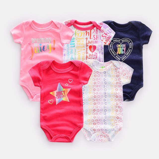 Short Sleeve Cotton Onesies for Girls (5-Pack) by Fetch