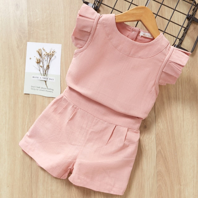 2-Piece Sleeveless Shirt and Shorts Sets for Girls by Faithtur