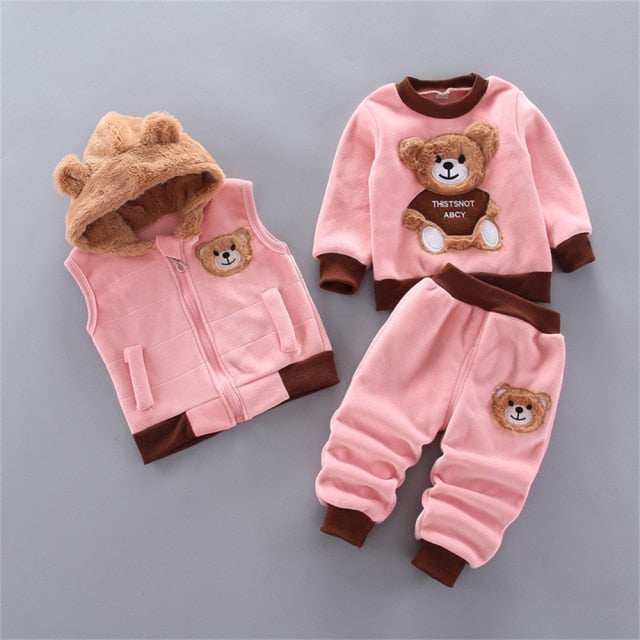 3-Piece Long Sleeve Cotton Jacket, Shirt and Pants Set for Girls by YSO