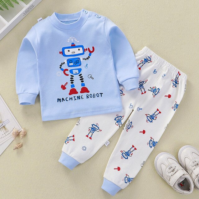 2-Piece Long Sleeve Cotton Pajamas for Girls and Boys by Iner Clothing