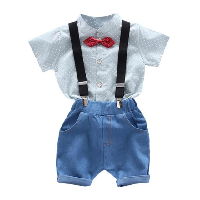 4-Piece Short Sleeve Cotton Shirt and Shorts for Boys by Sumi
