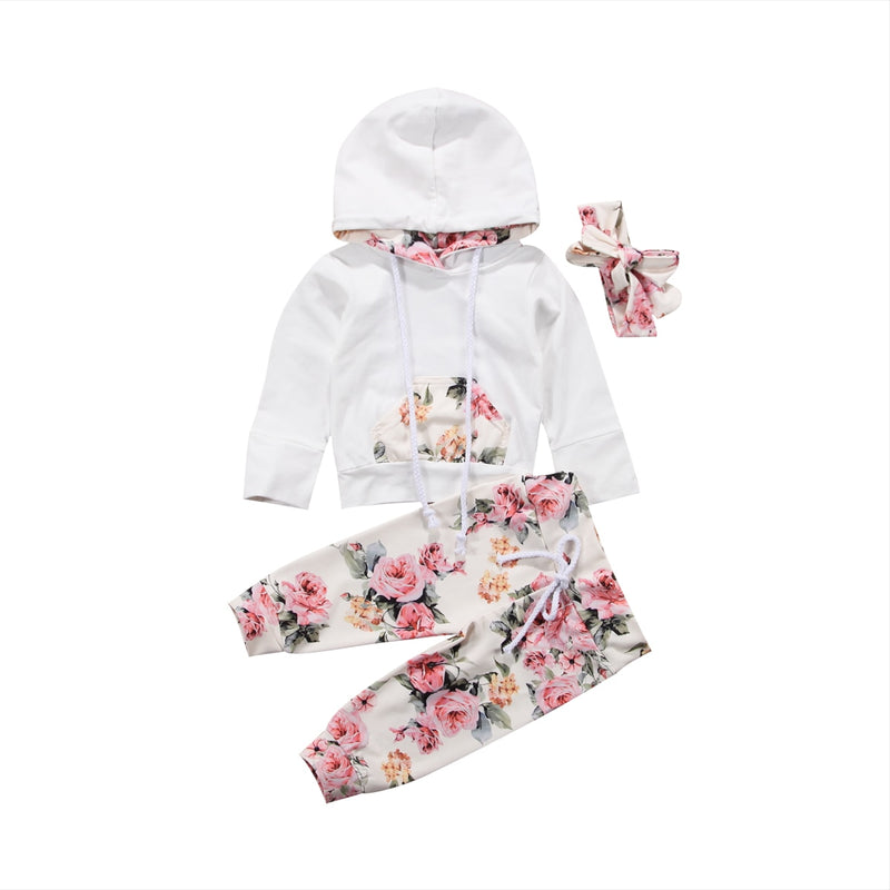 3-Piece Long Sleeve Hooded Cotton Shirt and Pants for Girls by OKP
