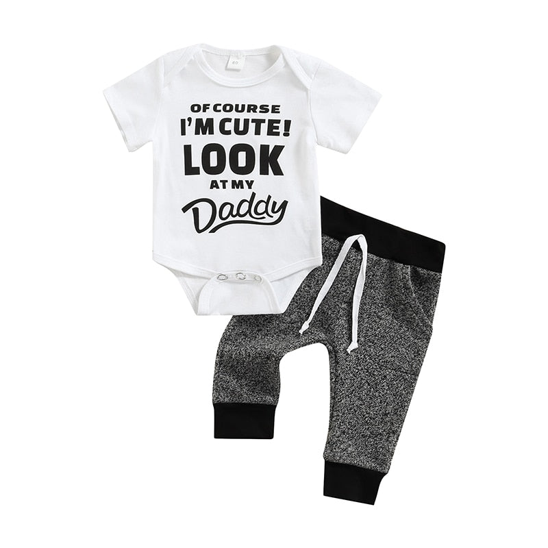 2-Piece Short Sleeve Cotton Onesie and Pants Set by Liora