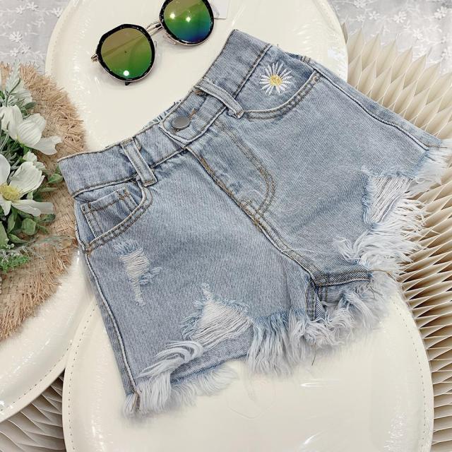 Acid Wash Ripped Denim Jean Shorts for Girls by Liora