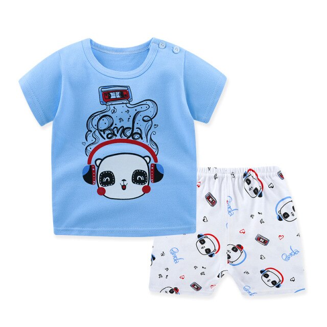 2-Piece Cotton Short Sleeve Shirt and Shorts Set for Boys by Mini Car