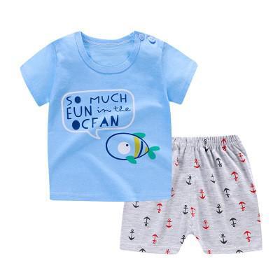 2-Piece Cotton Short Sleeve Shirt and Shorts Set for Girls and Boys by Liora