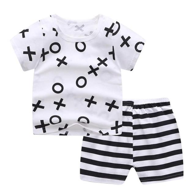 2-Piece Cotton Short Sleeve Shirt and Shorts Set for Girls and Boys by Liora