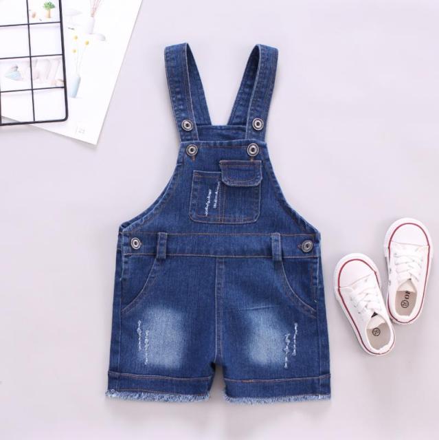 Unisex Acid Washed Denim Coverall Romper Shorts by Faithtur
