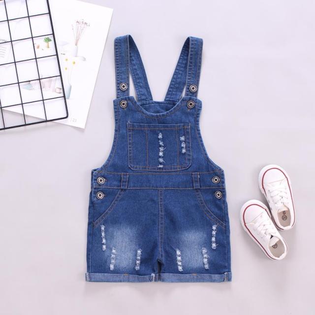 Unisex Acid Washed Denim Coverall Romper Shorts by Faithtur