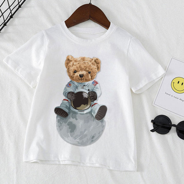 Short Sleeve Cotton Bear Print T-Shirts for Boys by Mily
