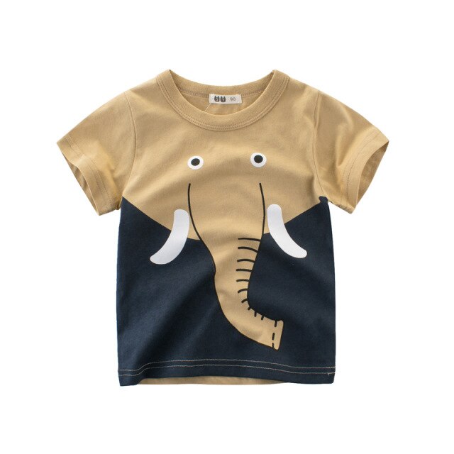 Short Sleeve Cotton Animal Print T-Shirts for Boys by 27 Kids