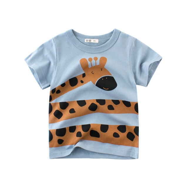 Short Sleeve Cotton Animal Print T-Shirts for Boys by 27 Kids