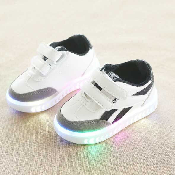 Low Top Anti-Slip Breathable Soft Leather Luminous Sneakers for Boys by MG Shoes