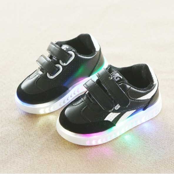 Low Top Anti-Slip Breathable Soft Leather Luminous Sneakers for Boys by MG Shoes