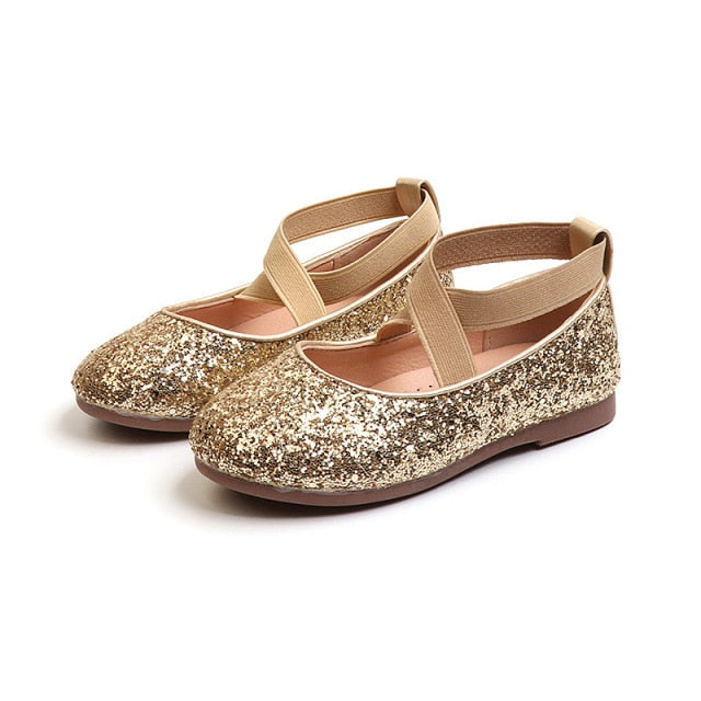 Anti-Slip Soft Leather Princess Glitter Shoes by Cosin