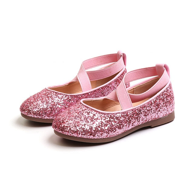 Anti-Slip Soft Leather Princess Glitter Shoes by Cosin