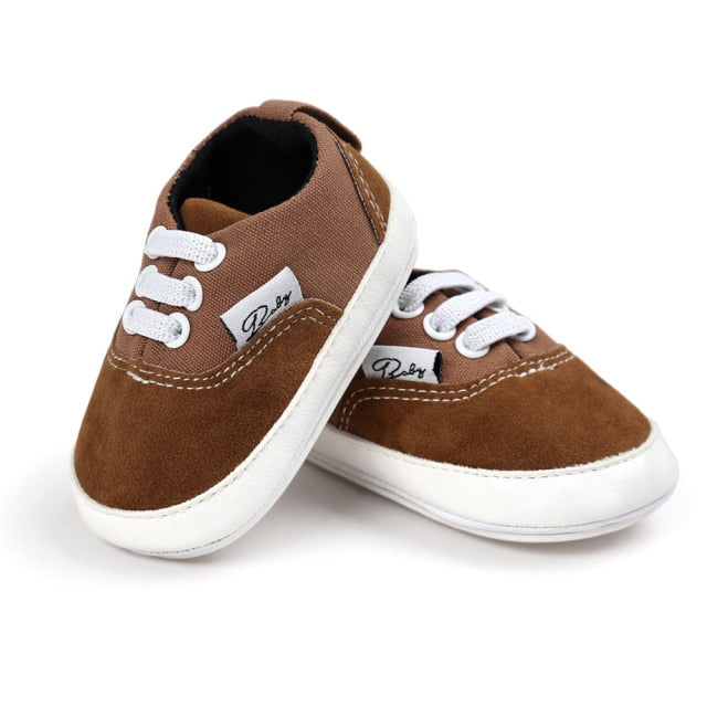 Unisex Low Top Anti-Slip Soft Leather and Canvas Sneakers by First Walker